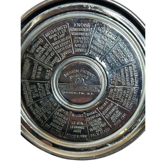 1930's Foreman Brothers Chrome Cocktail Shaker with Recipes On The Bottom - Picture 5 of 12